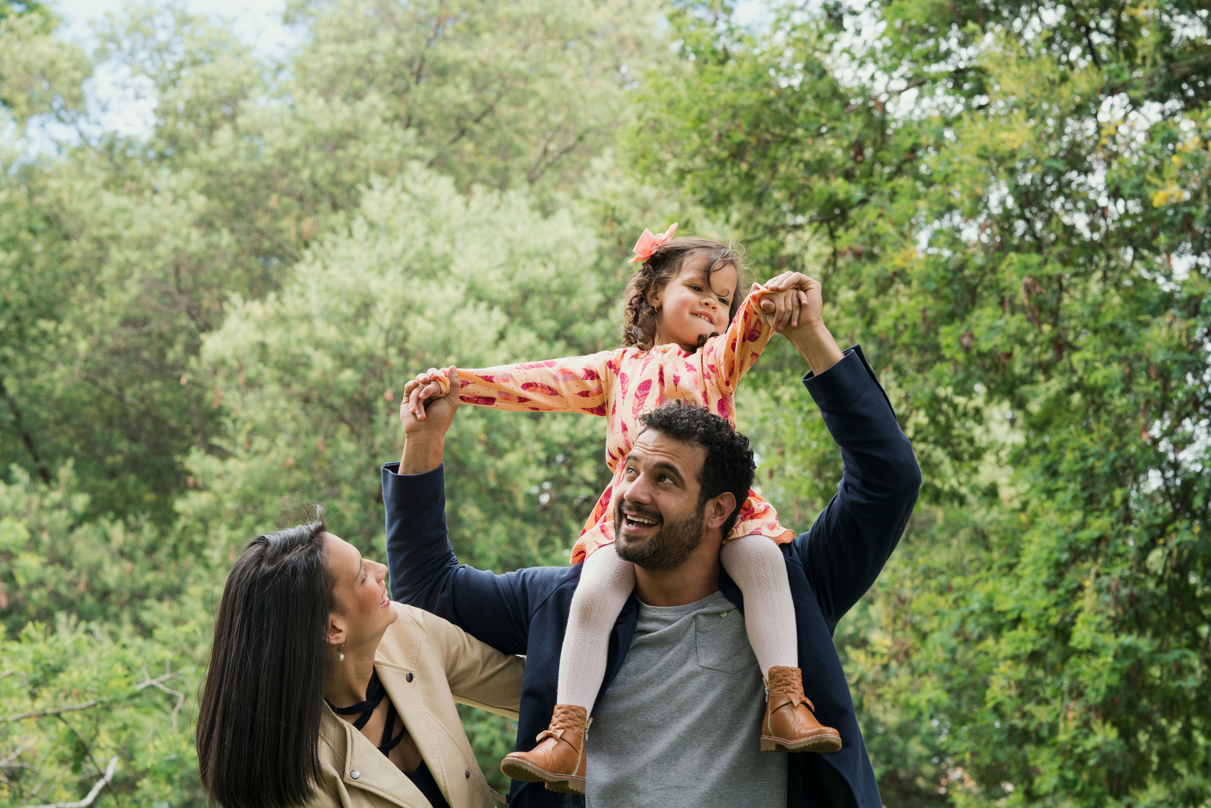 Family playing in the park